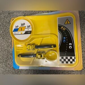 Race Car Themed Kids Dinner Set - Yellow